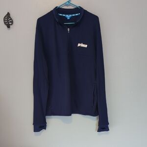 Prince Pickle Ball Navy Quarter-Zip Pullover With Huge Zipper Pockets Large L